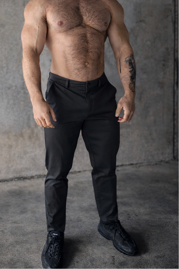 Men's Fitted Chino Pants - Dark Gray