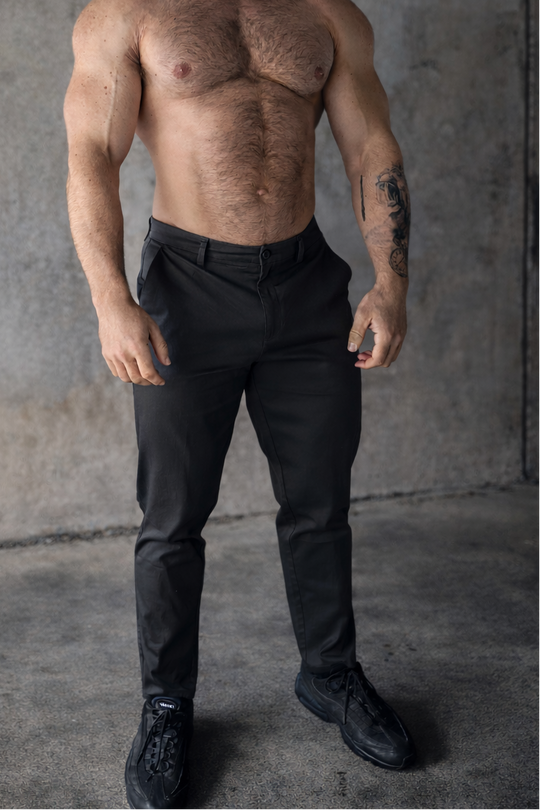 Men's Fitted Chino Pants - Dark Gray