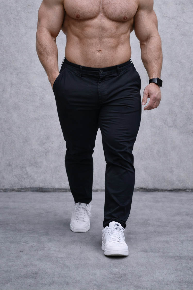 Men's Fitted Chino Pants - Black