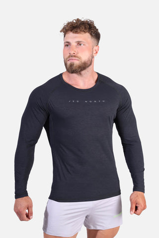 Agile Long Sleeve Activewear Training Tee - Charcoal Black