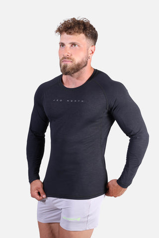 Agile Long Sleeve Activewear Training Tee - Charcoal Black