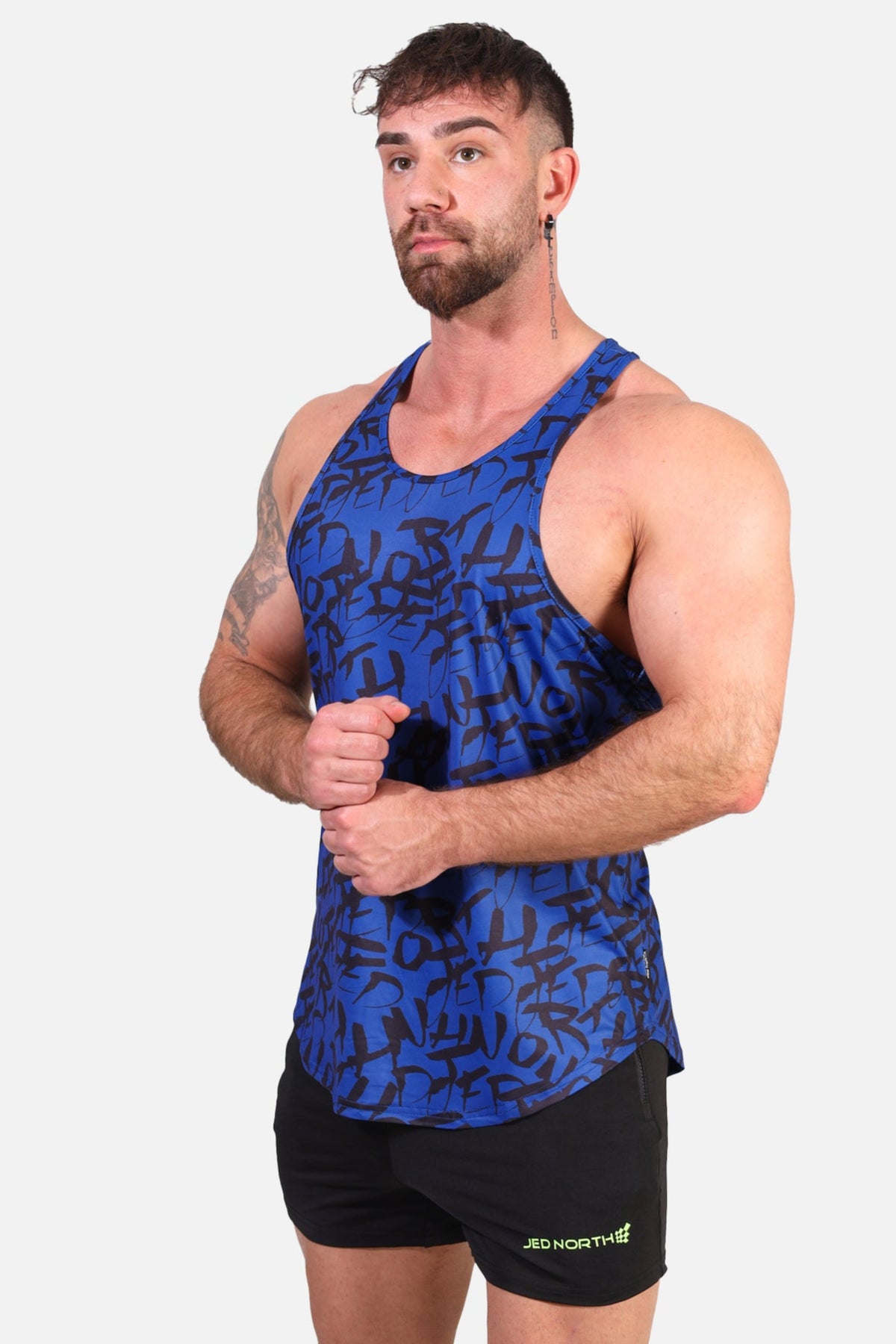 Graphic Muscle Stringer - Navy Graffiti