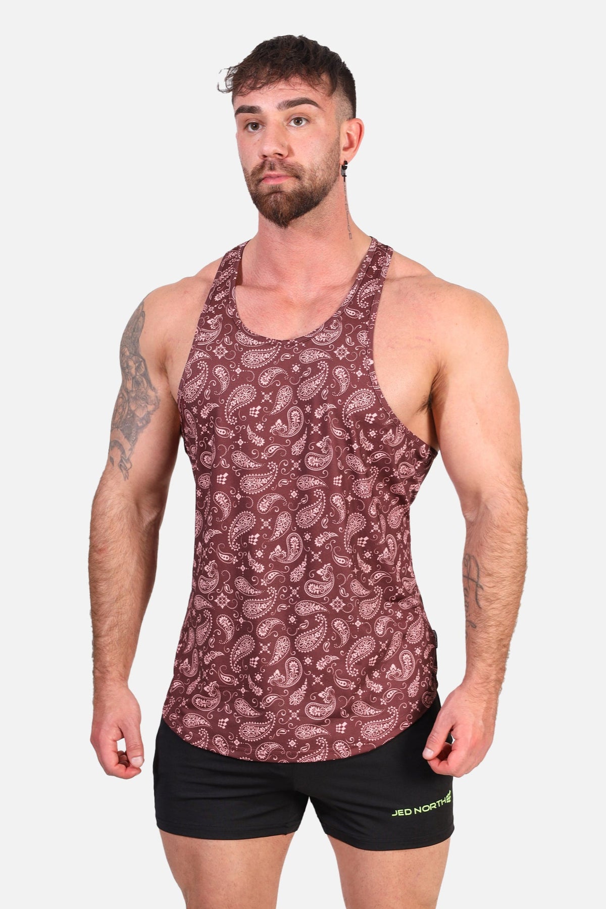 Graphic Muscle Stringer - Maroon Paisley