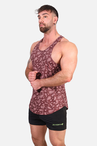 Graphic Muscle Stringer - Maroon Paisley