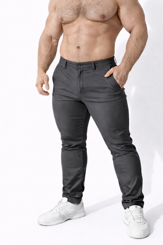 Men's Fitted Chino Pants - Dark Gray