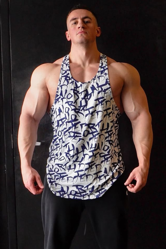Graphic Muscle Stringer - White Graffiti