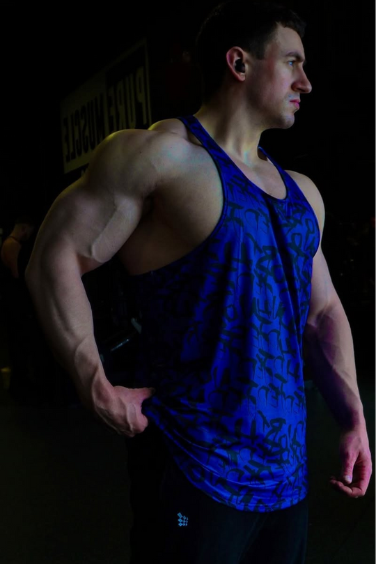Graphic Muscle Stringer - Navy Graffiti