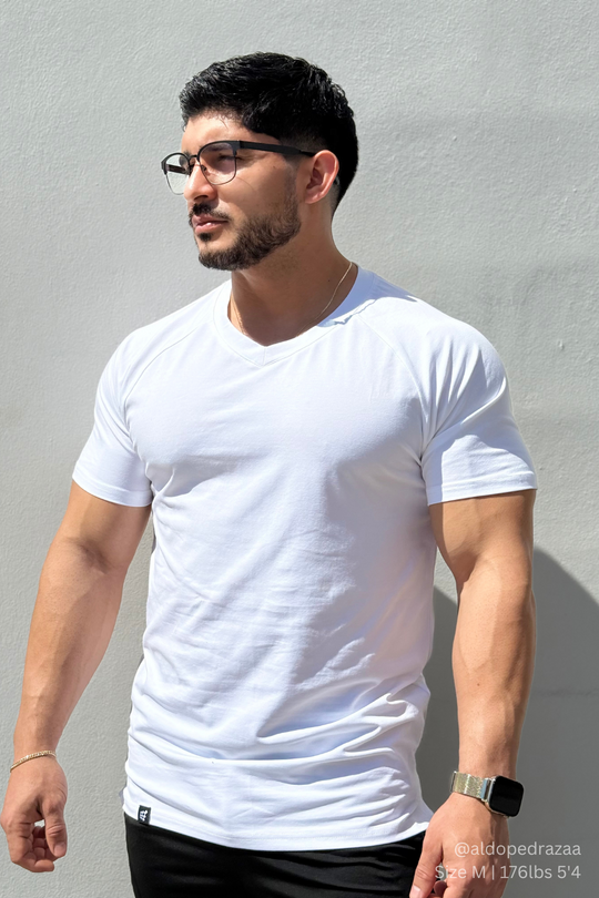 V Neck Muscle-Fit T-Shirt - White