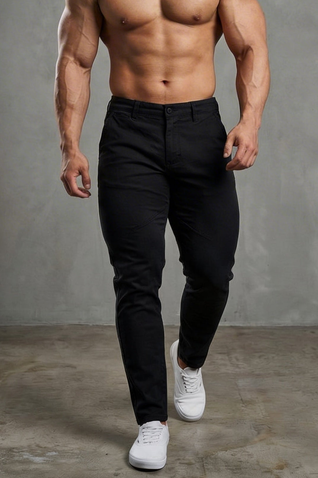 Men's Fitted Chino Pants - Black