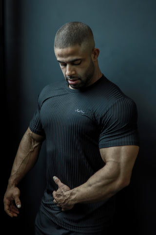 Ribbed Muscle-Fit T-Shirt - Jet Black