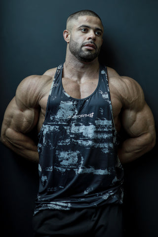 Graphic Muscle Stringer - Silver Brush Strokes