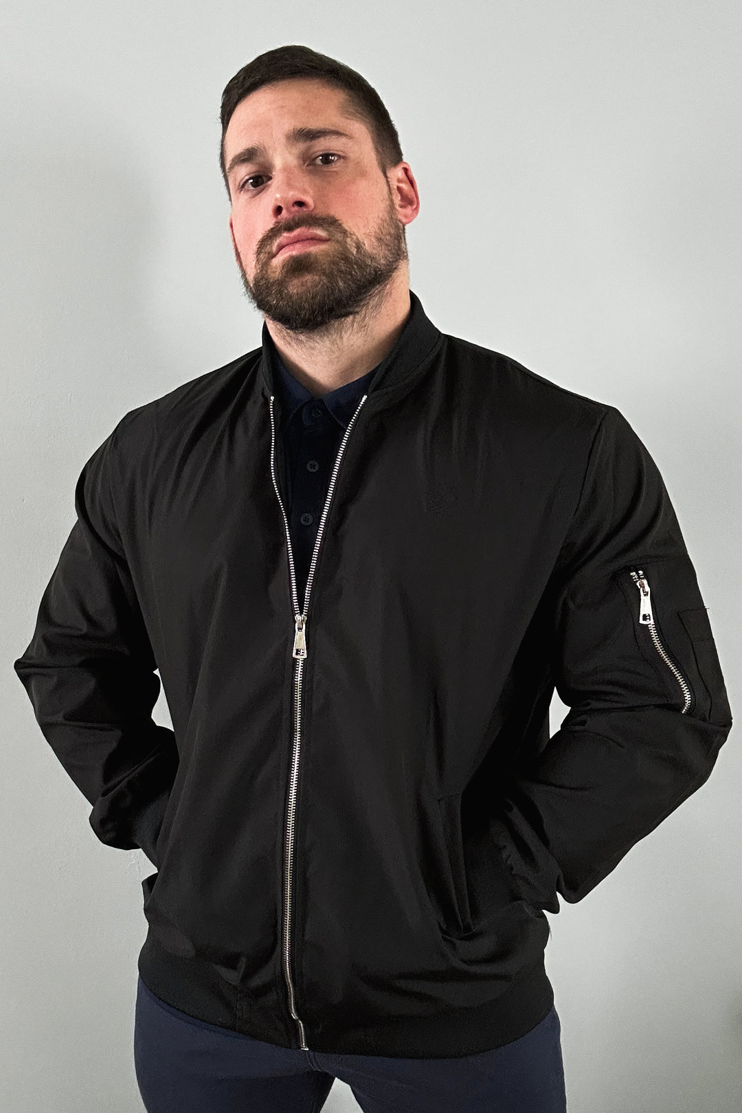 Men's Premium Bomber Jacket - Black