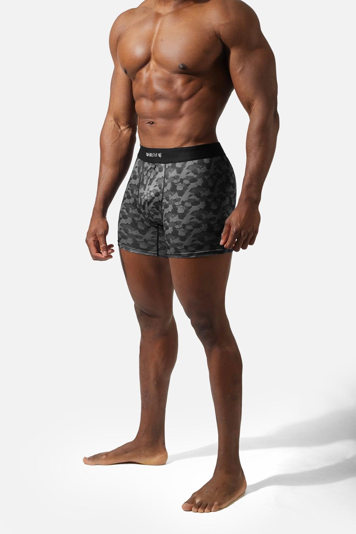 Men's Full Mesh Boxer Briefs 2 Pack - Black and Black Camo - Jed North Canada