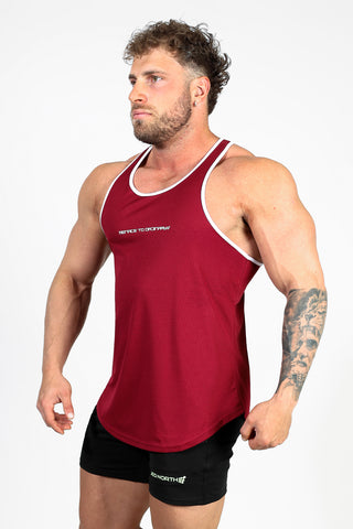 Fast-Dry Bodybuilding Workout Stringer - Maroon & White