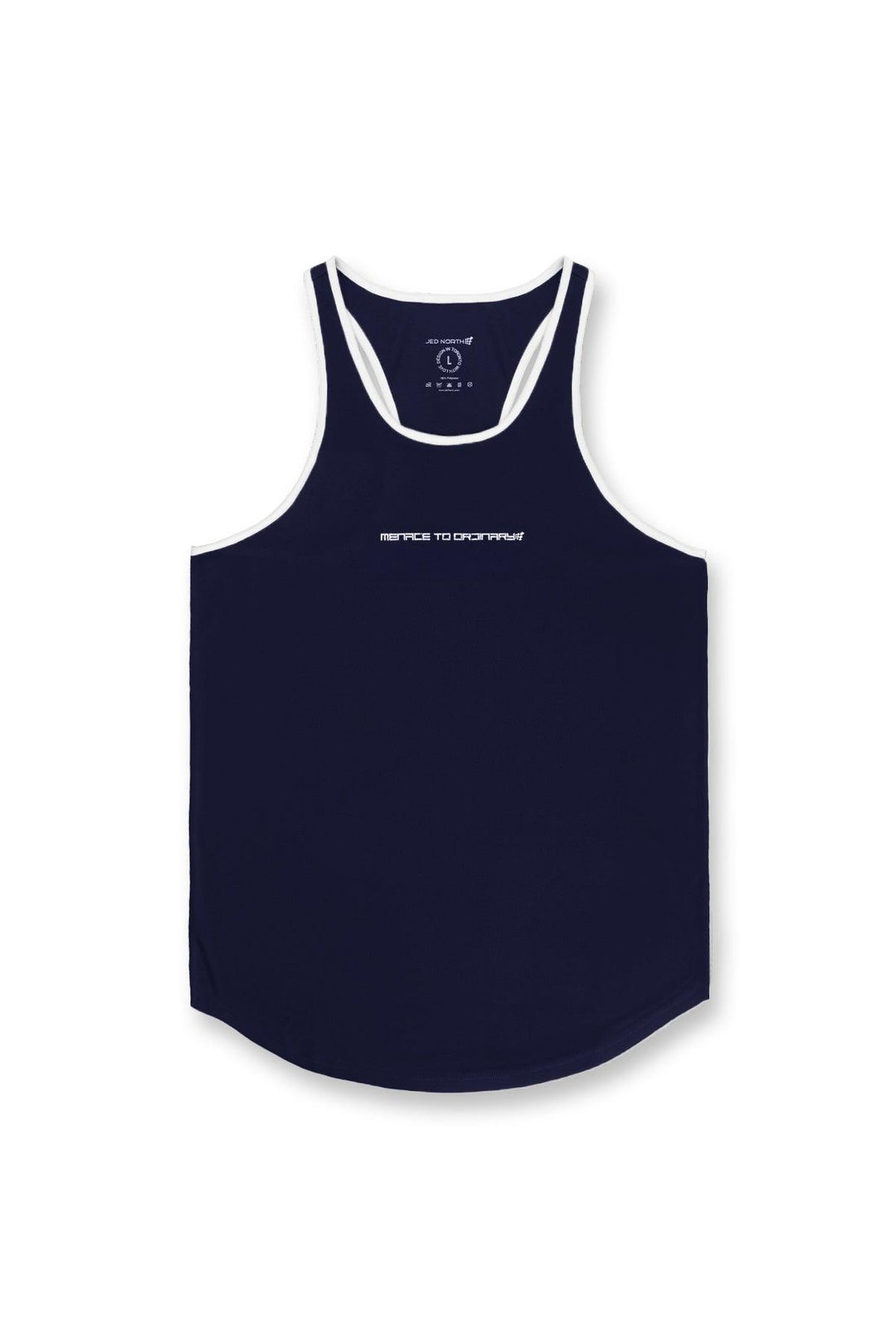 Fast-Dry Bodybuilding Workout Stringer - Navy w/ White Menace