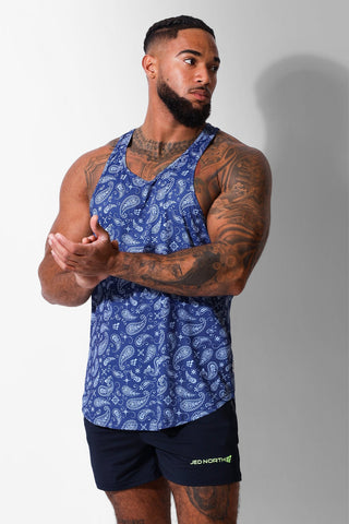 Graphic Muscle Stringer - Navy Paisley