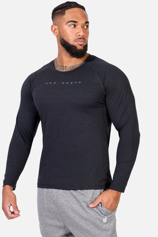 Agile Long Sleeve Activewear Training Tee - Charcoal Black