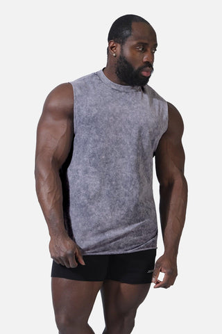 Raw Hem Vintage Washed Muscle Tee - Stone - Jed North Canada