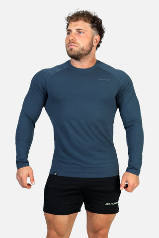 Titan Muscle-Fit Long Sleeve T-Shirt - Steel Blue