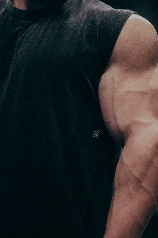 Retro Oversized Muscle Tee - Washed Black