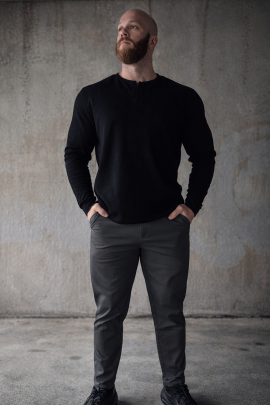 Men's Fitted Chino Pants - Dark Gray