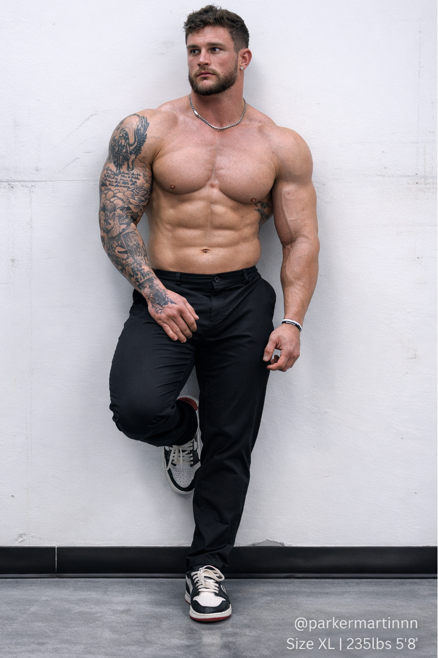 Men's Fitted Chino Pants - Black