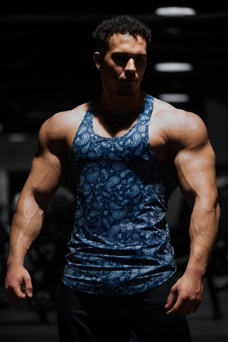 Graphic Muscle Stringer - Navy Paisley