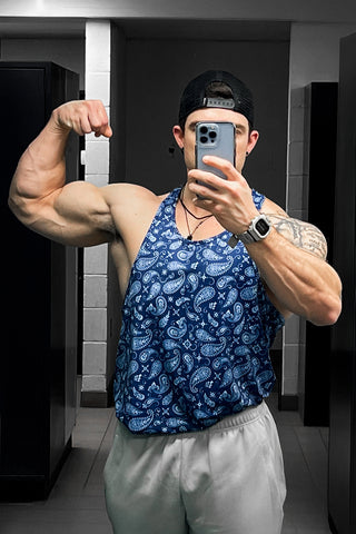 Graphic Muscle Stringer - Navy Paisley