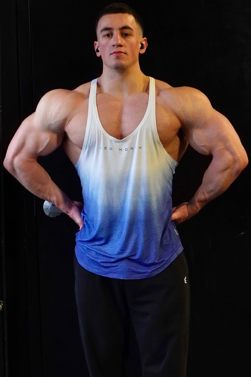 Classic Bodybuilding Racerback Stringer - Ombre Blue