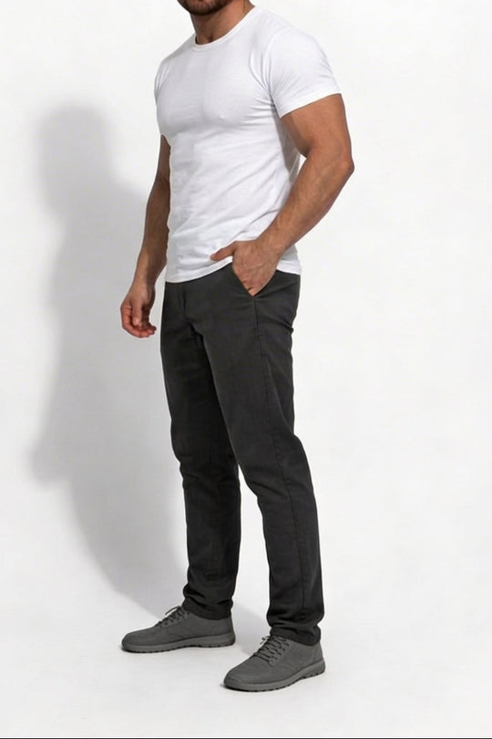 Men's Fitted Chino Pants - Dark Gray