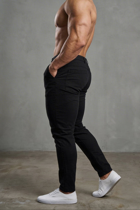 Men's Fitted Chino Pants - Black