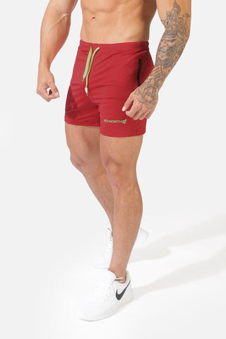 Agile Bodybuilding 4'' Shorts w Zipper Pockets - Crimson Red - Jed North Canada