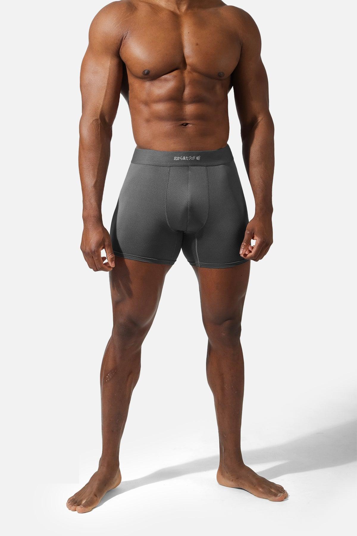 Men's Full Mesh Boxer Briefs 2 Pack - Black and Gray - Jed North Canada