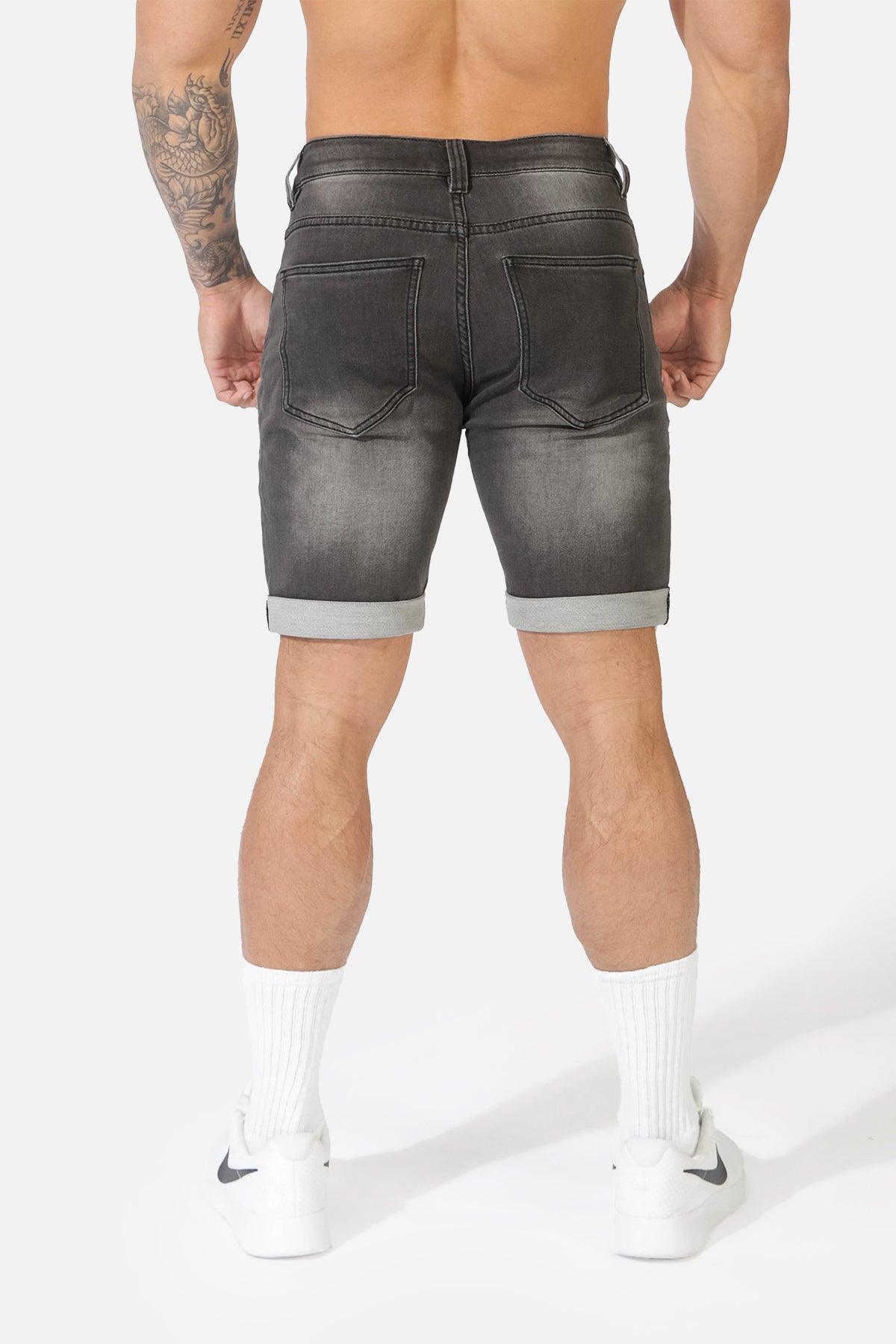 Men's Rolled Hem Denim Shorts - Dark Gray - Jed North Canada