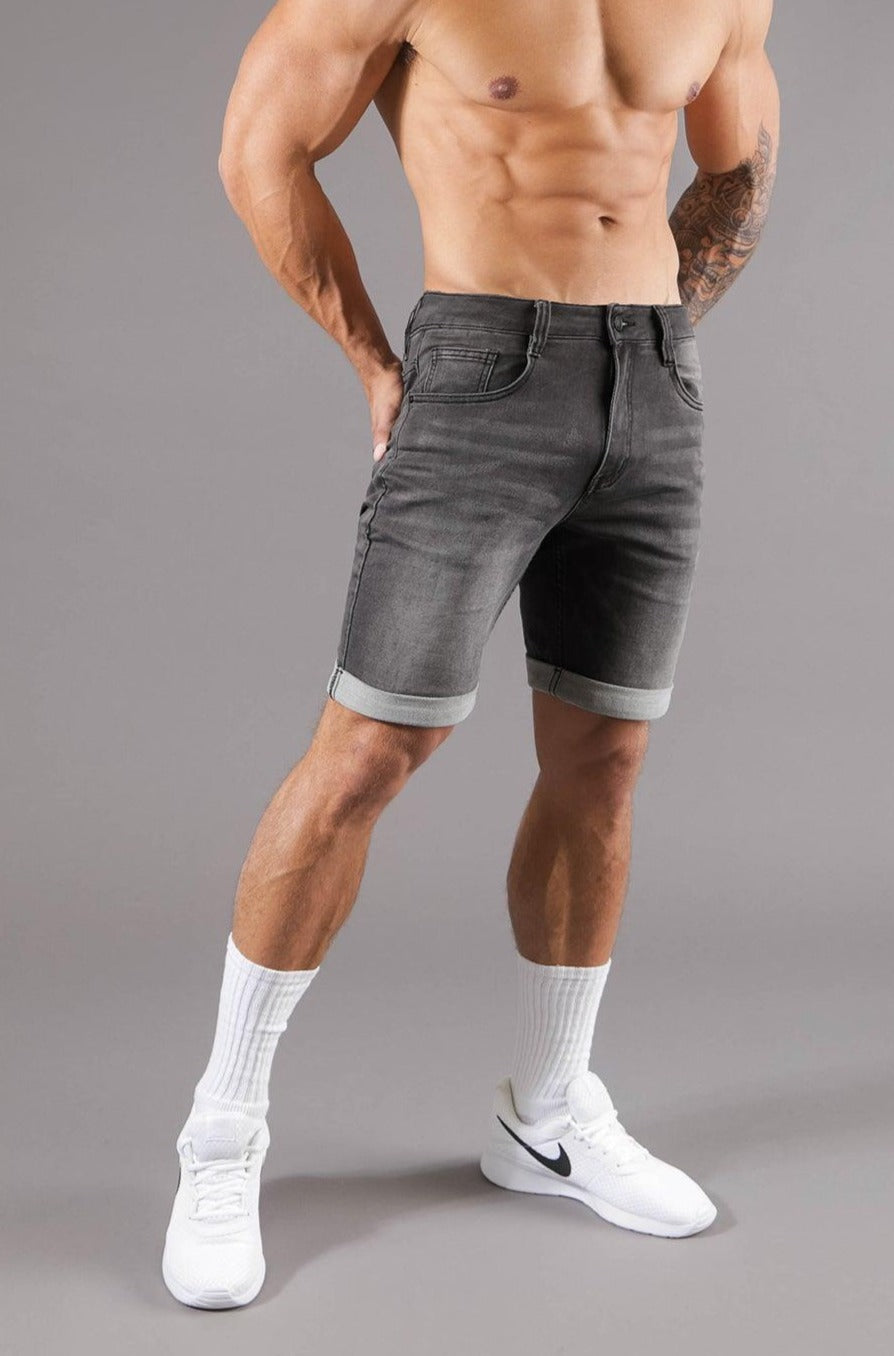 Men's Rolled Hem Denim Shorts - Dark Gray - Jed North Canada