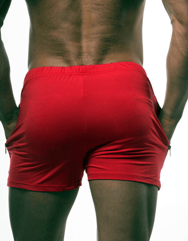 Agile Bodybuilding 4'' Shorts w Zipper Pockets - Crimson Red - Jed North Canada