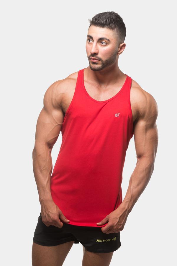 Men's Dri-Fit Bodybuilding Workout Stringer - Red (1337545588783)