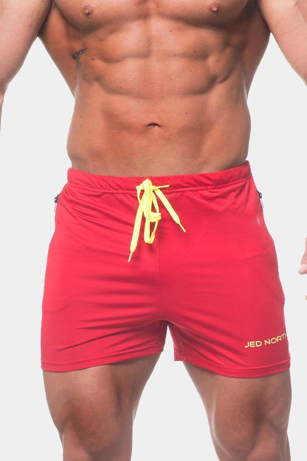 Agile Bodybuilding 4'' Shorts w Zipper Pockets - Crimson Red - Jed North Canada